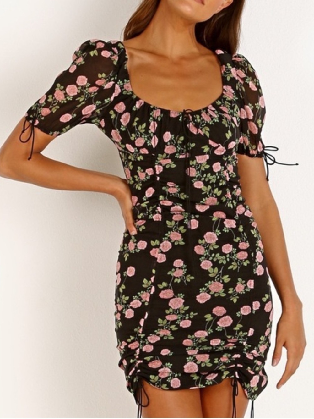New For Love & Lemons Silk Biscotti Mini Dress